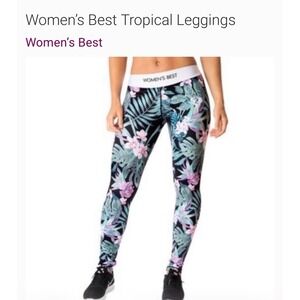 Womens Best Tropical Floral Leaf Print Leggings Athleisure Size XS